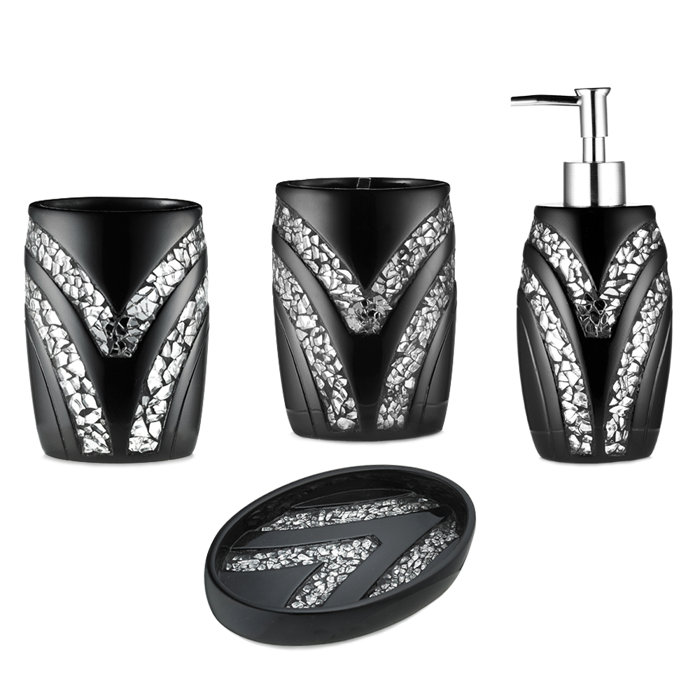 Mercer41 Channce 6 Piece Black/Silver Bathroom Accessory Set & Reviews